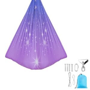 sensory swing, double layer fabric sensorys hammock, indoor & outdoor sensory swing with 360° swivel hanger, o sling, holds up to 300lbs, adjustable aerial yoga, ceiling swings for kids