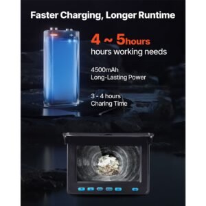 sewer camera, 98 ft/30m, self leveling drain inspection camera with 4.3" 1080p hd screen, ip68 waterproof snake plumbing camera with lights 12 leds & 16gb card for sewer line duct pipe