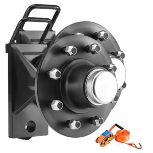 Shipping Container Wheels 8-Lug Wheels Kit, Heavy Duty Shipping Container Axle with Ratchet Tie Down-Moves 20 ft - 40 ft, Secure Transport for Dock, Warehouse, Construction Site, Black