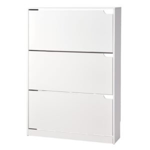 Shoe Cabinet with 3 Flip Drawers, Modern Shoes Storage Cabinet with Anti-Tipping Device, Freestanding Shoe Rack Organizer, Ideal for Entryway, Hallway, Bedroom, Living Room, Closet, White