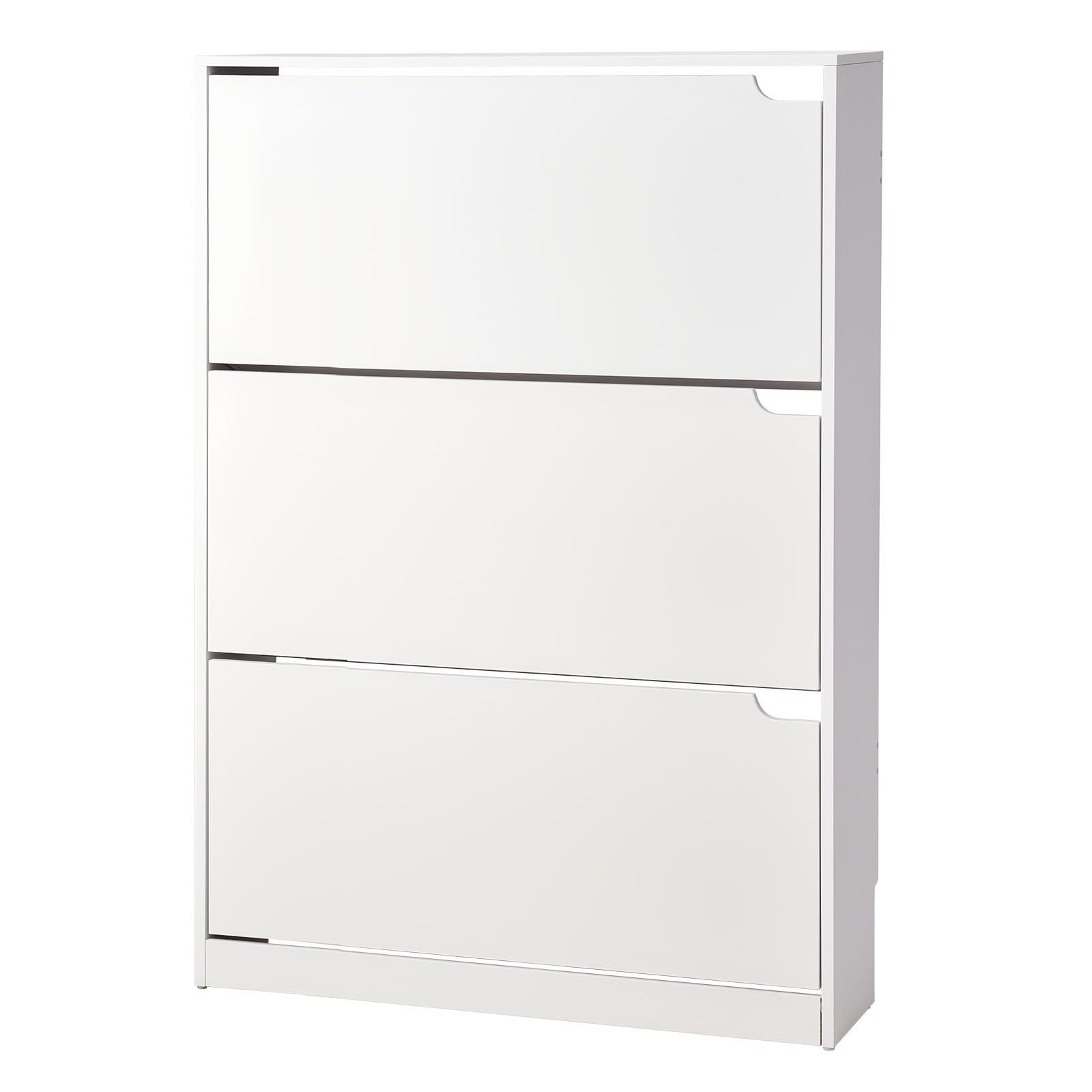 shoe cabinet with 3 flip drawers, modern shoes storage cabinet with anti tipping device, freestanding shoe rack organizer, ideal for entryway, hallway, bedroom, living room, closet, white