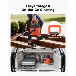 shop vac, 2.6 gallon dry shop vacuum, 2.5 peak hp portable with 800w input power, various nozzles, 1.25in diameter x 4ft hose, 9.2ft cord for home, garage, jobsite, workshop, black orange