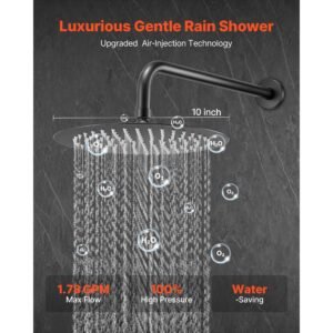 shower faucet set, rainfall bathroom shower system with 10 inch round rain shower head and handheld spray, wall mounted bath fixtures with brass valve and trim kit, matte black
