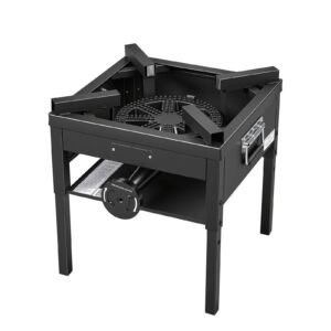 Single Burner Outdoor Propane Gas Stove, 200,000 BTU Propane LPG Gas Camping Stove, Heavy Duty Carbon Steel Outdoor Cooker, with Shield & 20 PSI Regulator, for BBQ Camp Home Patio Seafood Boil