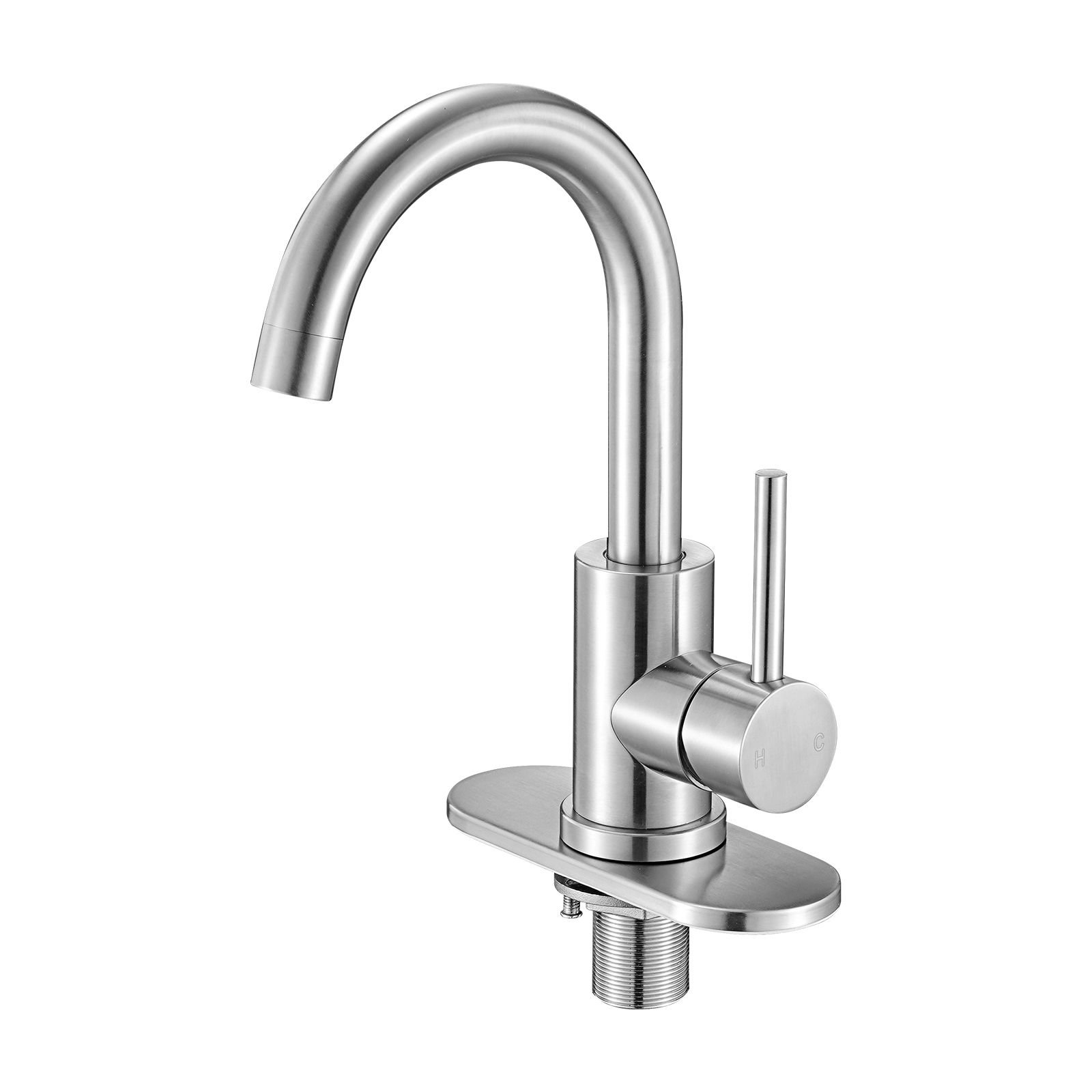 single handle sink faucet, kitchen faucet brushed nickel single handle, kitchen water faucets with anti splash aerator, suitable for bathroom, rv, bar sink, public restroom, high arc spout