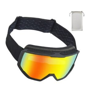 Ski Goggles, Cylindrical Lens with Orange Revo Coating, OTG Anti fog Snow Goggles for Men Women Youth, TPU Frame & Ventilation Structure, Suitable for Skiing, Skating, Snowboarding, Cycling
