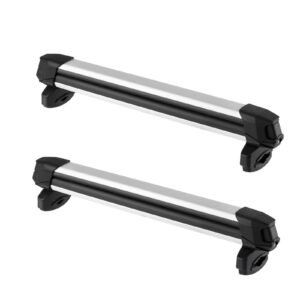 ski & snowboard roof rack, carry up to 6 pairs of skis or 4 snowboards, 2 pcs aluminum universal car roof rack top holder with lock and rubber padding for fishing pole rod, fit most crossbars