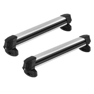 ski & snowboard roof rack, carry up to 6 pairs of skis or 4 snowboards, 2 pcs aluminum universal car roof rack top holder with lock and rubber padding for fishing pole rod, fit most crossbars