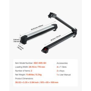 ski & snowboard roof rack, carry up to 6 pairs of skis or 4 snowboards, 2 pcs aluminum universal car roof rack with lock & rubber padding, carrier for fishing rod, fit most slotted crossbars