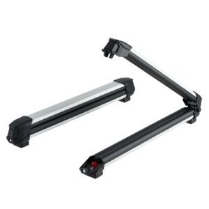ski & snowboard roof rack, carry up to 6 pairs of skis or 4 snowboards, 2 pcs aluminum universal car roof rack with lock & rubber padding, carrier for fishing rod, fit most slotted crossbars