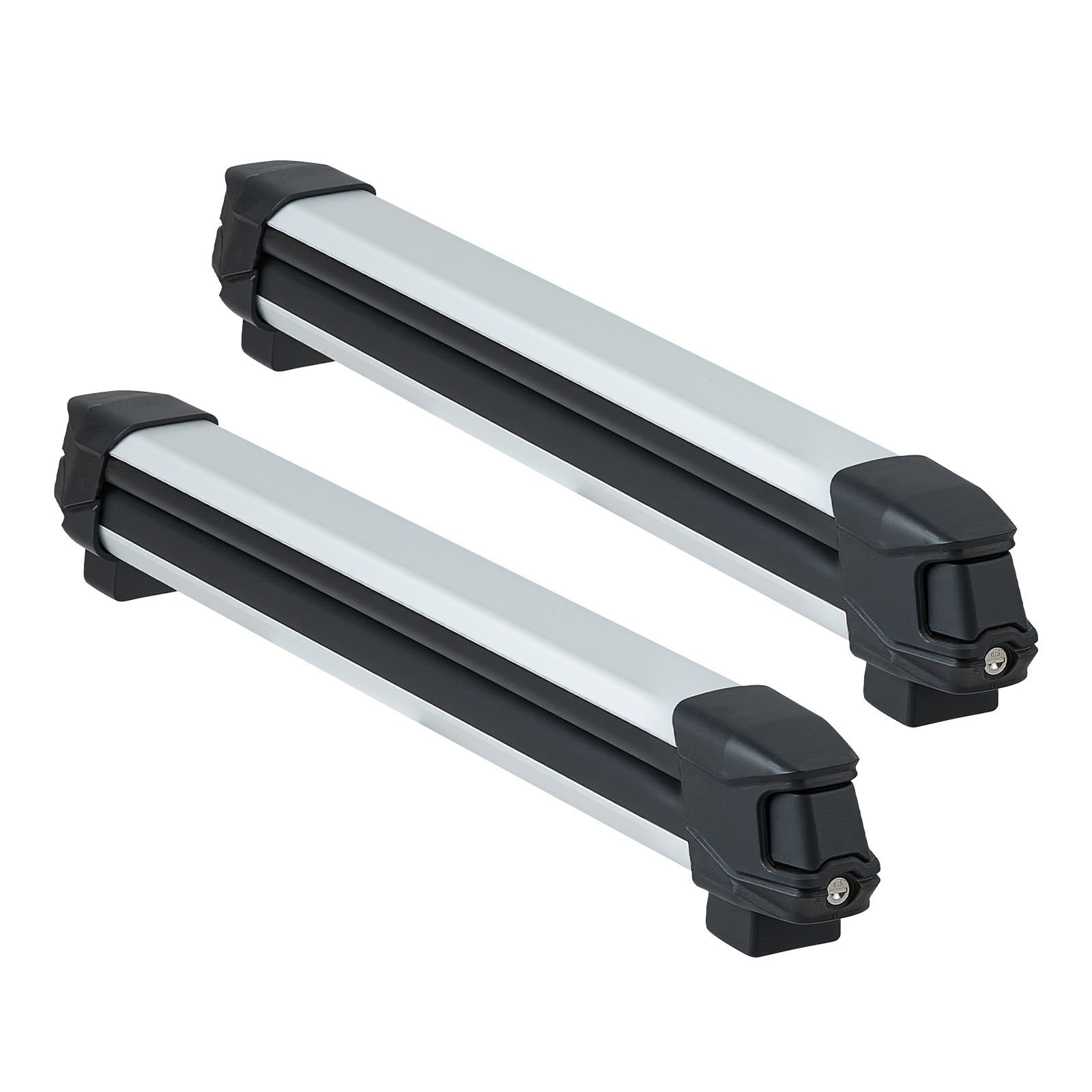 ski & snowboard roof rack, carry up to 6 pairs of skis or 4 snowboards, 2 pcs aluminum universal car roof rack with lock & rubber padding, carrier for fishing rod, fit most slotted crossbars