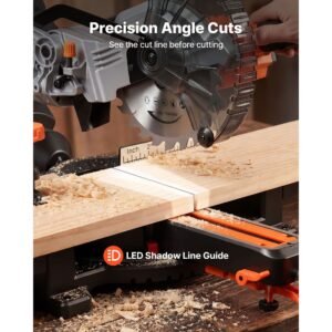 sliding compound miter saw, 7 1/4 inch blade, dc 18.5v cordless miter saw, with led precision alignment, adjustable angles, battery and charger included, for cutting wood, metals, laminates