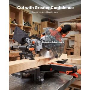 sliding compound miter saw, 7 1/4 inch blade, dc 18.5v cordless miter saw, with led precision alignment, adjustable angles, battery and charger included, for cutting wood, metals, laminates