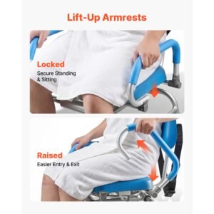 sliding shower chair, 330 lbs tub transfer bench for bathtub with swivel seat, padded shower bench with pivoting arms and backrest, height adjustable for handicap, seniors, elderly and disabled