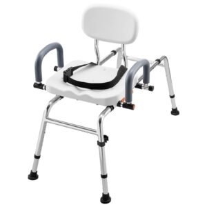 Sliding Shower Chair, 400 lbs Tub Transfer Bench for Bathtub with Swivel Seat, Shower Bench with Pivoting Arms and Backrest, Height & Width Adjustable for Handicap, Seniors, Elderly and Disabled