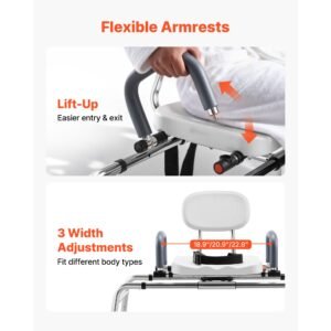 sliding shower chair, 400 lbs tub transfer bench for bathtub with swivel seat, shower bench with pivoting arms and backrest, height & width adjustable for handicap, seniors, elderly and disabled