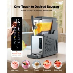 slushie machine, 4l/135oz no ice needed slushy machine for home, frozen drink maker with single tank, margarita machine with self cleaning, for frozen margaritas, frappés, milkshake & more