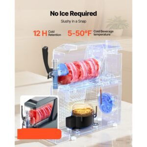 slushie machine, 4l/135oz no ice needed slushy machine for home, frozen drink maker with single tank, margarita machine with self cleaning, for frozen margaritas, frappés, milkshake & more
