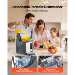 slushie machine, 4l/135oz no ice needed slushy machine for home, frozen drink maker with single tank, margarita machine with self cleaning, for frozen margaritas, frappés, milkshake & more