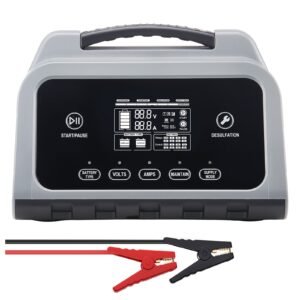 Smart Battery Charger, 12A, 6V 12V 24V 36V 48V Lithium LiFePO4 Lead-Acid (Gel / AGM) Car Battery Charger, with LCD Display, Trickle Charging Maintainer Desulfator, for Car, Boat, Motorcycle