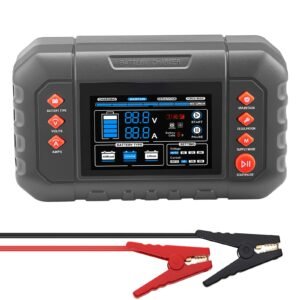 Smart Battery Charger, 25A, 6V 12V 24V Ternary Lithium LiFePO4 Lead-Acid (Gel/AGM) Battery Charger, with 3.4-Inch LCD Display, Trickle Charging Maintainer Desulfator, for Car, Boat, Motorcycle