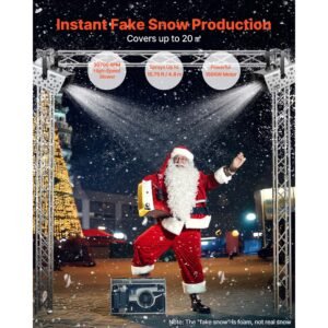 snow machine, 1500w handheld/hanging snow maker by wireless remote control, portable snowmaking machine, high output snowflake maker with 5l tank for christmas party wedding stage effects