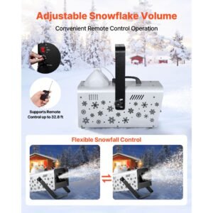 snow machine, 1500w handheld/hanging snow maker by wireless remote control, portable snowmaking machine, high output snowflake maker with 5l tank for christmas party wedding stage effects