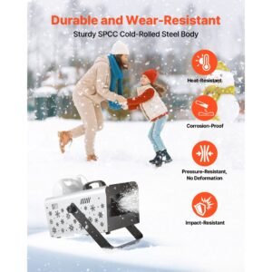 snow machine, 1500w handheld/hanging snow maker by wireless remote control, portable snowmaking machine, high output snowflake maker with 5l tank for christmas party wedding stage effects