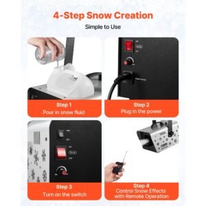 snow machine, 1500w handheld/hanging snow maker by wireless remote control, portable snowmaking machine, high output snowflake maker with 5l tank for christmas party wedding stage effects
