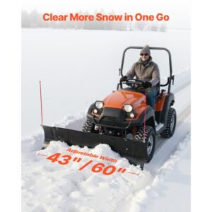 snow plow blade, 43 in/72 in width adjustable snow plow kit, easy to detach, universal mount plowing attachment with rubber flaps, heavy duty steel blade, compatible with most utv & atv