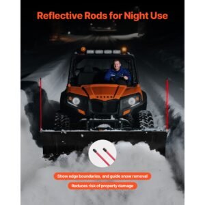 snow plow blade, 43 in/72 in width adjustable snow plow kit, easy to detach, universal mount plowing attachment with rubber flaps, heavy duty steel blade, compatible with most utv & atv