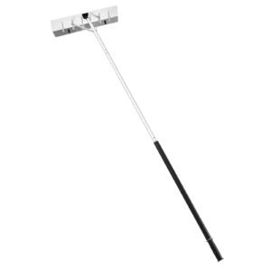 snow roof rake, 26 in aluminum blade, 7.5 20 ft adjustable roof snow scraper with wheels, anti slip handle snows removal tool, lightweight house rooftop rake for leaves debris removal