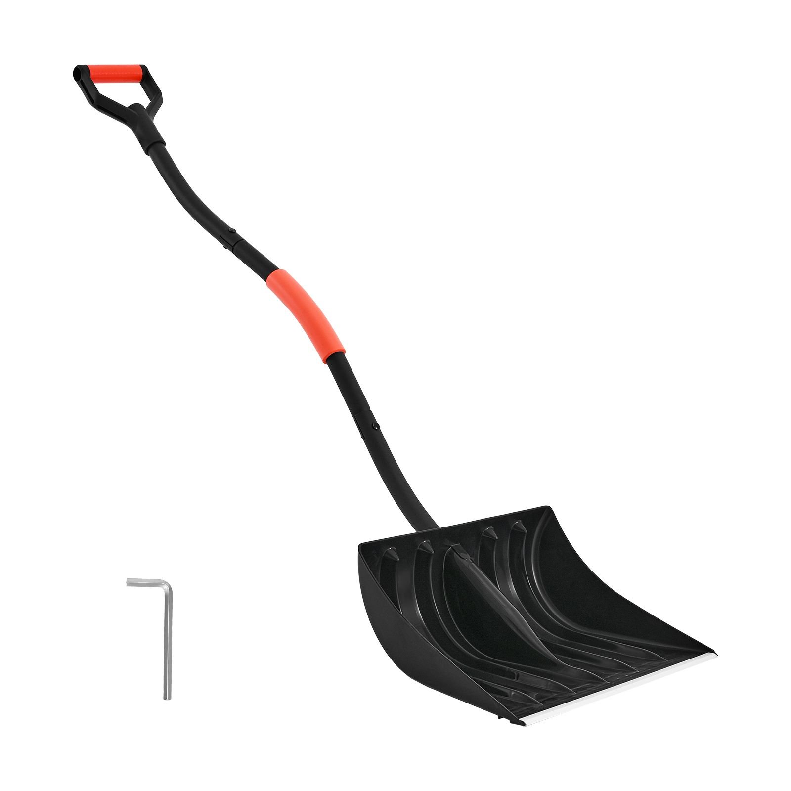 snow shovel for driveway, 17 in wide plastic snow shovel with d shaped handles & aluminum blade, large capacity snowplow shovels, lightweight snows removal tool for garden car camping