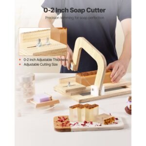 soap cutter, 0 2 inch adjustable thickness, wood soap slicer with stainless steel adjustable wire tension, with extra wires, multi handmade cutter for candles, diy making cutting tool