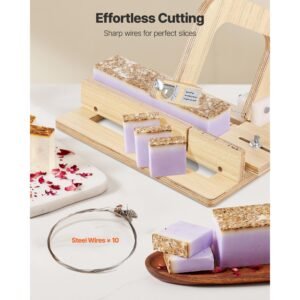 soap cutter, 0 2 inch adjustable thickness, wood soap slicer with stainless steel adjustable wire tension, with extra wires, multi handmade cutter for candles, diy making cutting tool