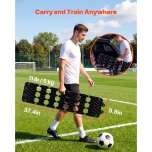 soccer rebounder board, 37.4 x 9.8 in portable soccer rebound wall, dual surface sports kick back trainer, 3 adjustable angles, easy setup ball practice equipment for passing & reaction skills