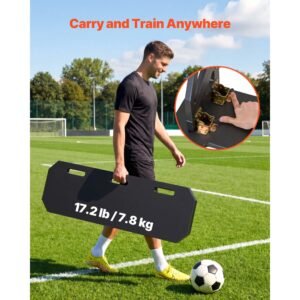 soccer rebounder board, 40 x 12 in portable soccer rebound wall, hdpe sports kick back trainer, 3 adjustable angles, easy setup ball practice training equipment for passing & reaction skills