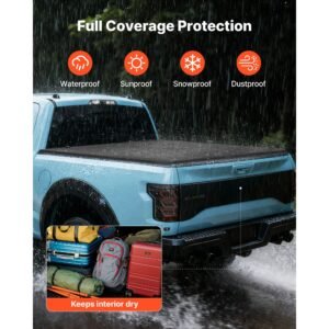 soft tri fold truck bed tonneau cover, compatible with 2016 2023 toyota tacoma (excl. trail edition) 5 ft (60.5 in) bed with track rail system, fleetside, waterproof folding truck tonneau cover