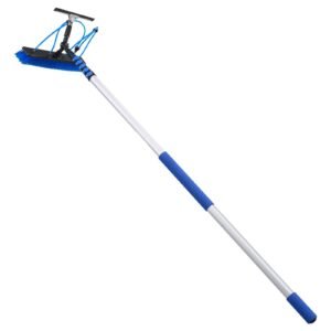 Solar Panel Cleaning Kit, 33 ft, Water Fed Pole Kit with Cleaning Brush, Squeegee, Soap Dispenser, Extendable Aluminum Telescopic Pole, 180° Rotatable Brush Head, for Roof Mounted Solar Panels