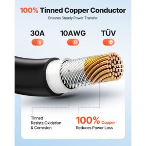 solar panel wire, 100 ft black + 100 ft red kit, 10 awg (6 mm²) solar panel extension cable, pv tinned copper wire, for outdoor home off grid photovoltaic systems automotive rv boat marine, ip67