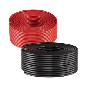 Solar Panel Wire, 100 ft Black + 100 ft Red Kit, 10 AWG (6 mm²) Solar Panel Extension Cable, PV Tinned Copper Wire, for Outdoor Home Off-Grid Photovoltaic Systems Automotive RV Boat Marine, IP67