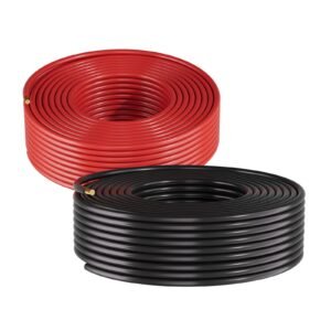 Solar Panel Wire, 50 ft Black + 50 ft Red Kit, 10 AWG (6 mm²) Solar Panel Extension Cable, PV Tinned Copper Wire, for Outdoor Home Off-Grid Photovoltaic Systems Automotive RV Boat Marine, IP67