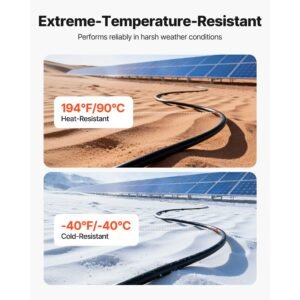 solar panel wire, 50 ft black + 50 ft red kit, 10 awg (6 mm²) solar panel extension cable, pv tinned copper wire, for outdoor home off grid photovoltaic systems automotive rv boat marine, ip67