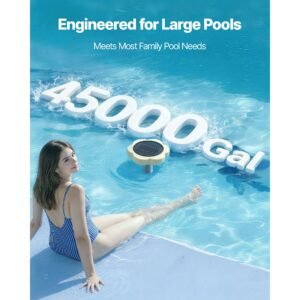 solar pool ionizer, petal copper pool ionizer up to 45000 gal, floating automatic water cleaner and purifier, chlorine free water, with copper anode, spring, brush and filter for pools & spas