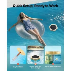 solar pool ionizer, petal copper pool ionizer up to 45000 gal, floating automatic water cleaner and purifier, chlorine free water, with copper anode, spring, brush and filter for pools & spas