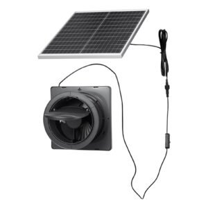 Solar Powered Fan, 25W Solar Panel with 220 CFM Airflow, Adjustable Panel Angle, 2030 RPM High-Speed, Flexible Install, Fast Air Exchange for Greenhouse, Grow Tents, Chicken Coops, Shelters