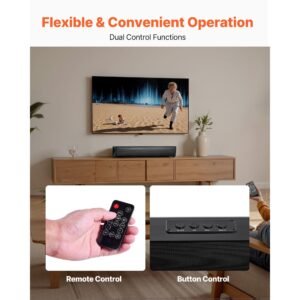 sound bar for smart tv, 2.0 channel, 17 inch compact soundbar tv speakers for projector, bluetooth aux connection, remote control, easy setup, 80w surround sound system for pc home theater audio