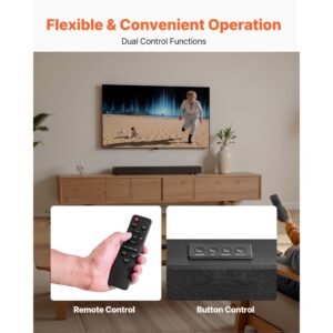 sound bar for smart tv, 2.0 channel, 24 inch compact soundbar tv speakers for projector, bluetooth aux connection, remote control, easy setup, 80w surround sound system for pc home theater audio