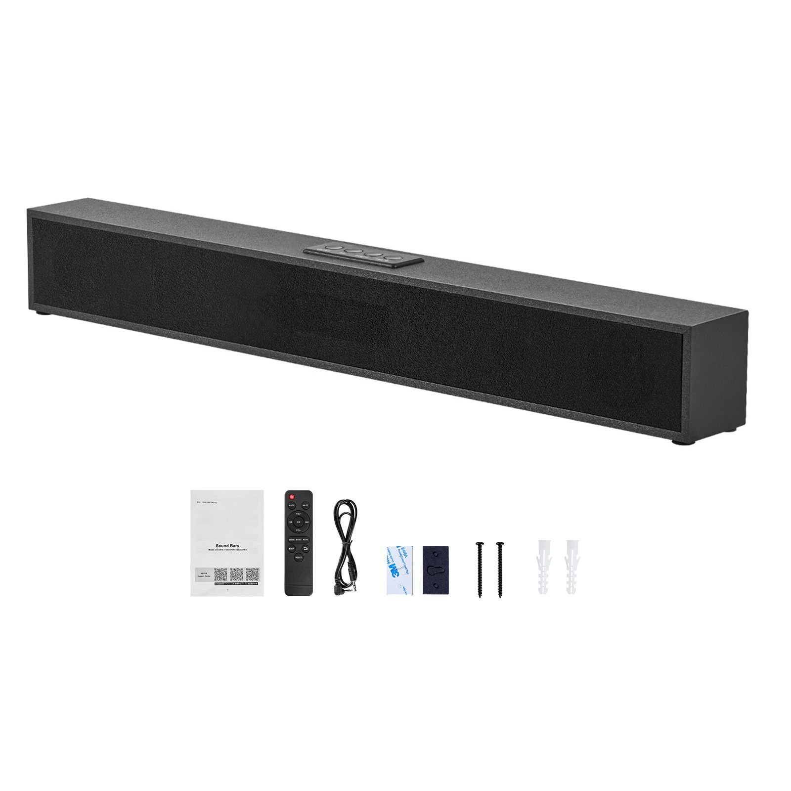 sound bar for smart tv, 2.0 channel, 24 inch compact soundbar tv speakers for projector, bluetooth aux connection, remote control, easy setup, 80w surround sound system for pc home theater audio