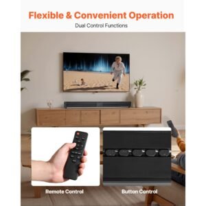 sound bar for smart tv, 2.0 channel, 32 inch compact soundbar tv speakers for projector, bluetooth aux connection, remote control, easy setup, 80w surround sound system for pc home theater audio